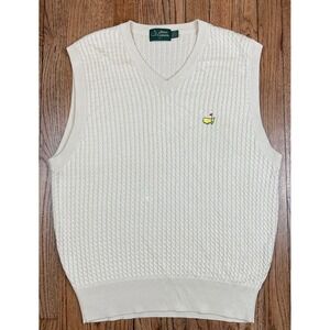 Amen Corner Masters Golf Sleeveless Sweater Vest Beige 100% Silk Mens Sz Medium